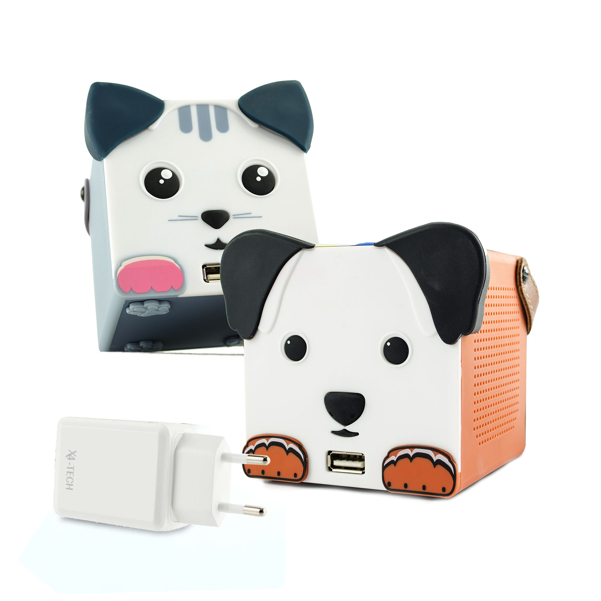 X4-TECH CatBox und DogBox Lautsprecher inkl. Netzteil Bluetooth USB SD - MusikBox Kinder Player im Set