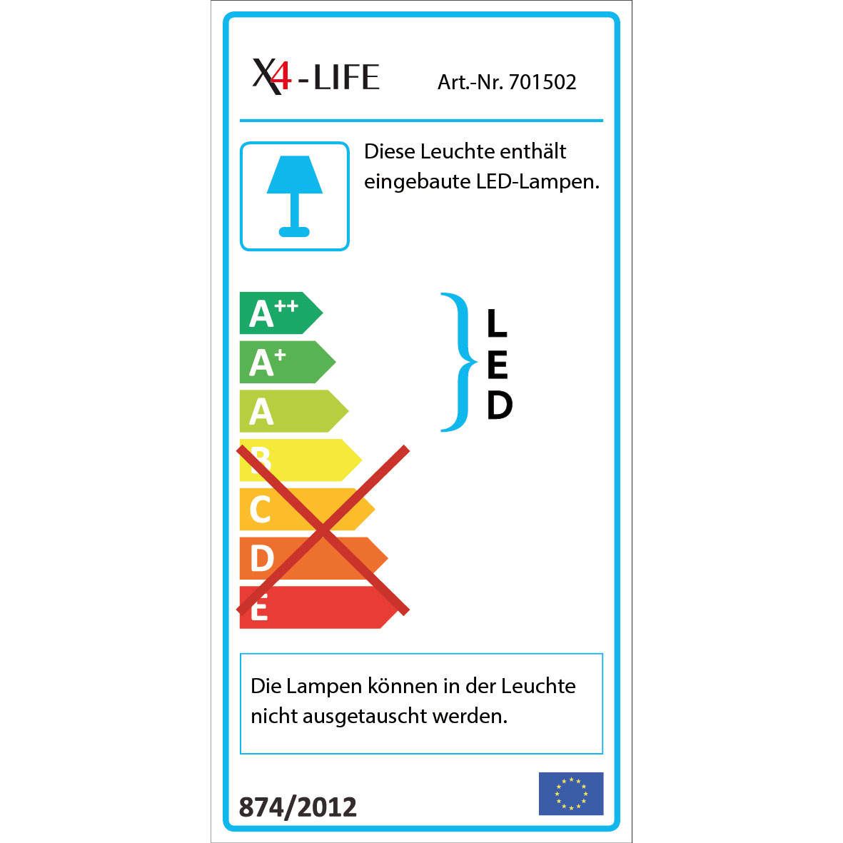 X4-LIFE LED Strip 1m warmweiß - Netzteil - Selbtstklebend - IP65, 6W, Kürzbar