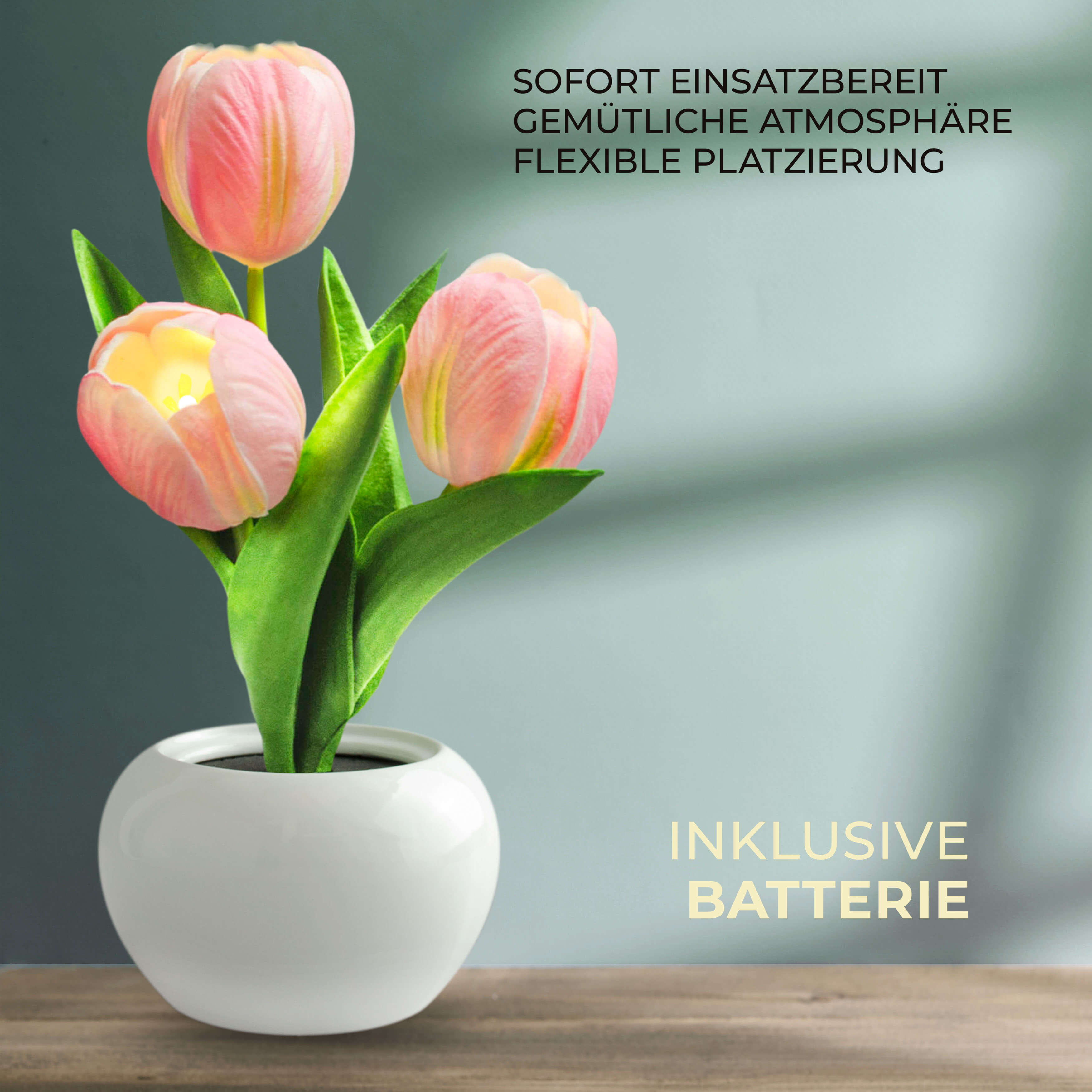 X4-LIFE LED Tulpen im Blumentopf, Deko Blumen inklusive Batterie - rosa