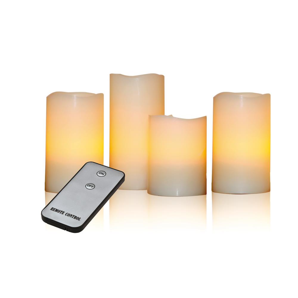 X4-LIFE LED Kerzen 4er-Set mit Fernbedienung, inkl. Batterie, täuschend echt flackernde Flamme, Kerzen 10cm, 2x 13cm, 15cm