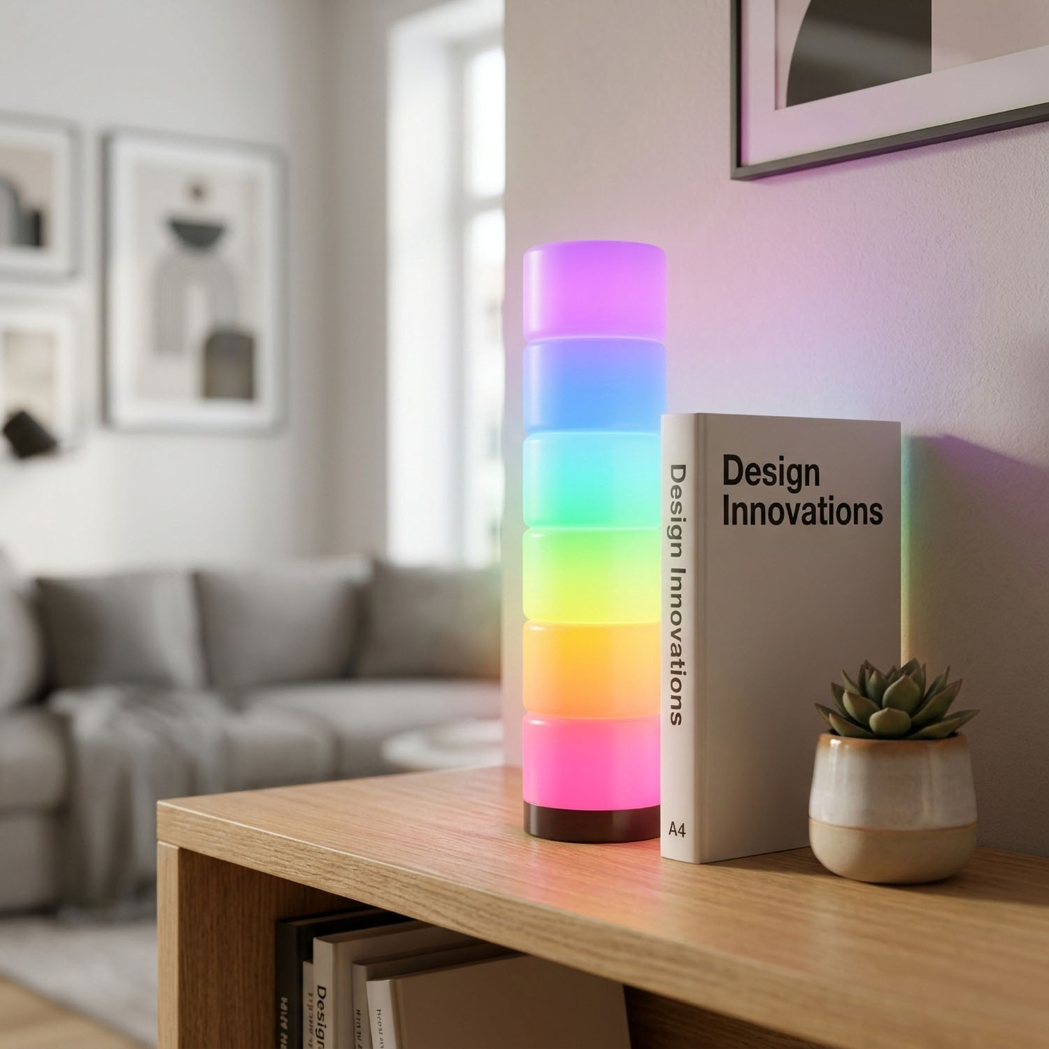 Magnetische RGBIC LED Dekoleuchte 6 Module, 39 cm, mit Fernbedienung, Musikmodus und Timer