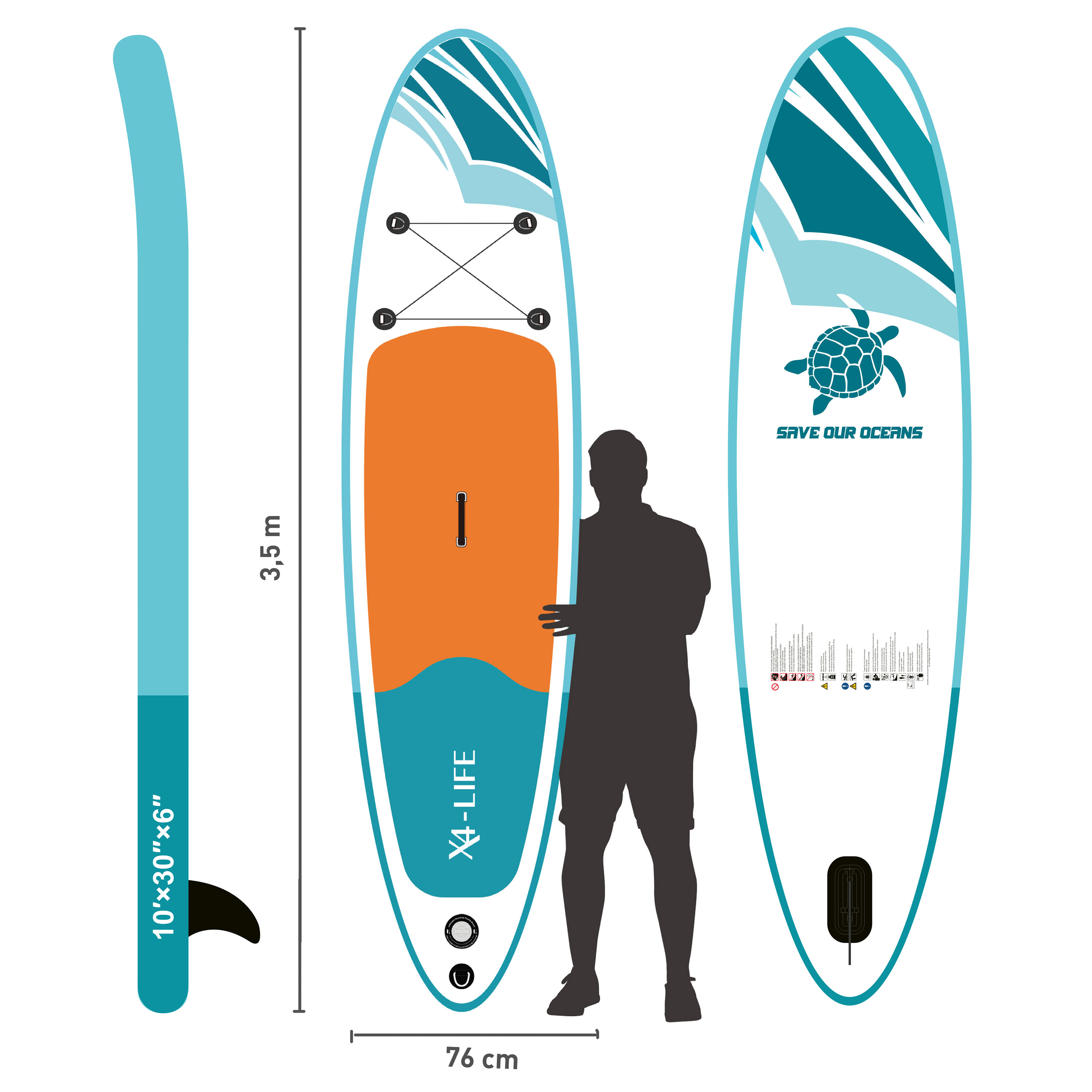 X4-LIFE Stand Up Paddle SUP Board Surfboard aufblasbar 300cm 150kg + Zubehör Set