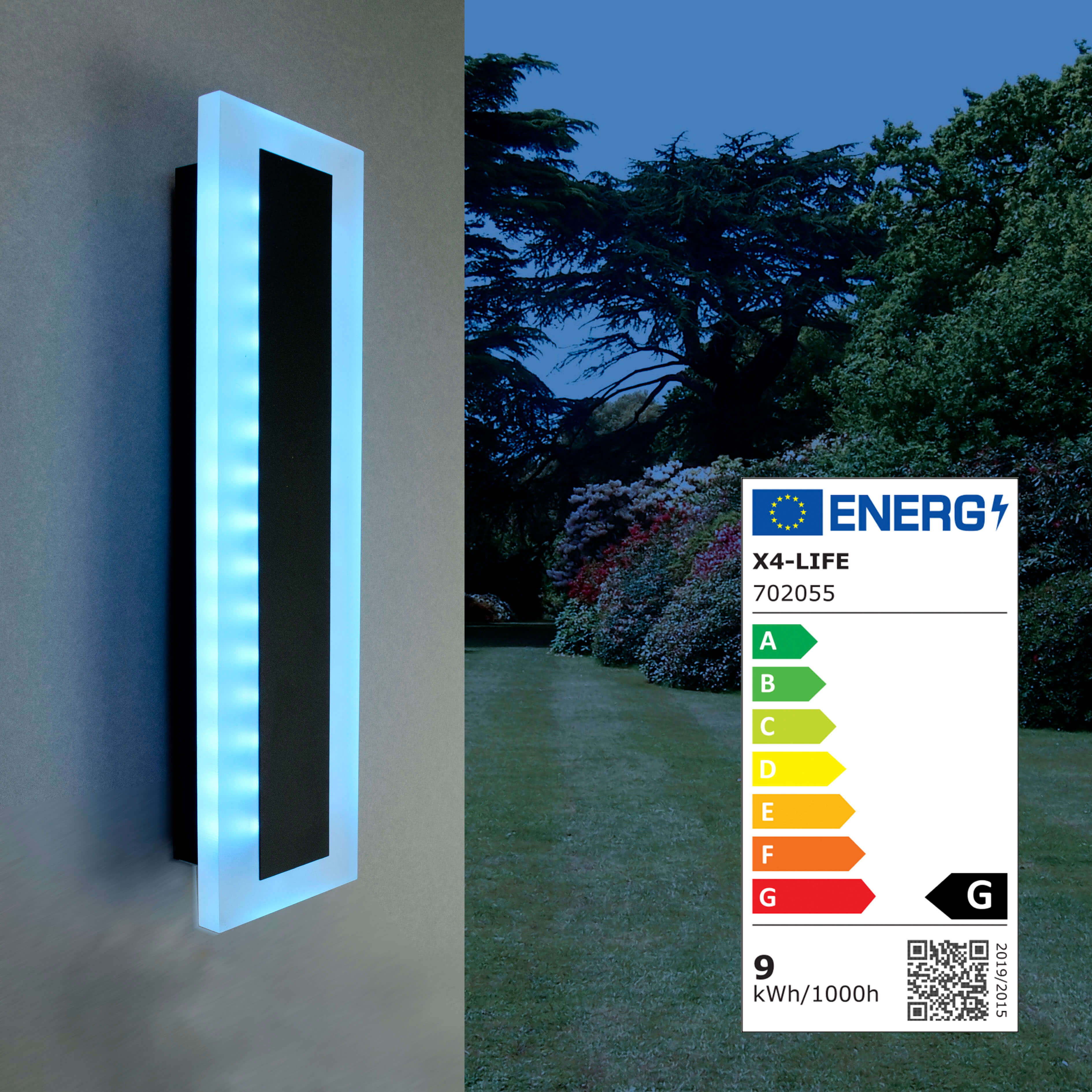 LED Panel 60cm Wandleuchte 20W RGB Kaltweiß für Innen und Außen IP65 Fernbedienung