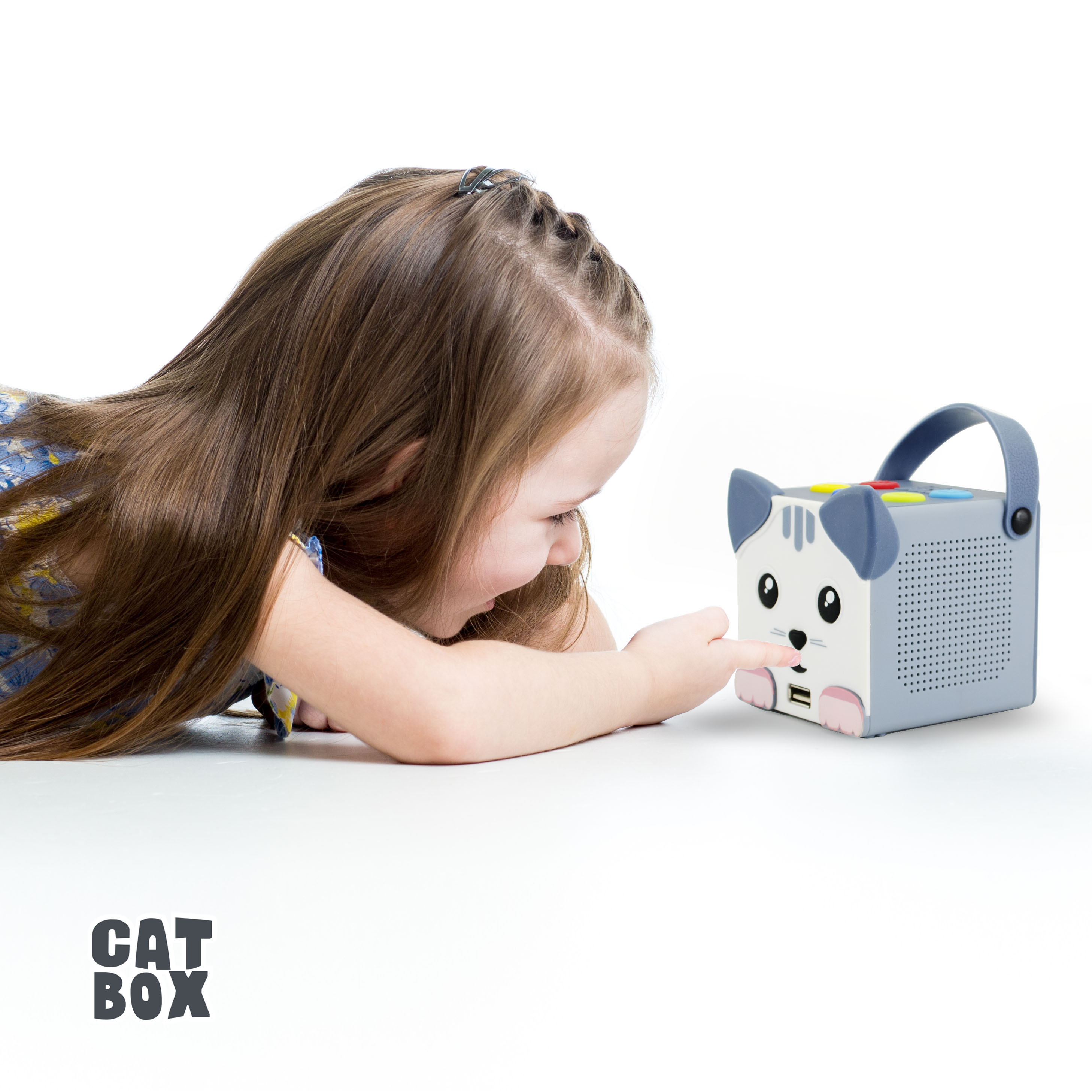 X4-TECH CatBox Bluetooth Lautsprecher Hörbox - USB Musik Box tragbar für Kinder