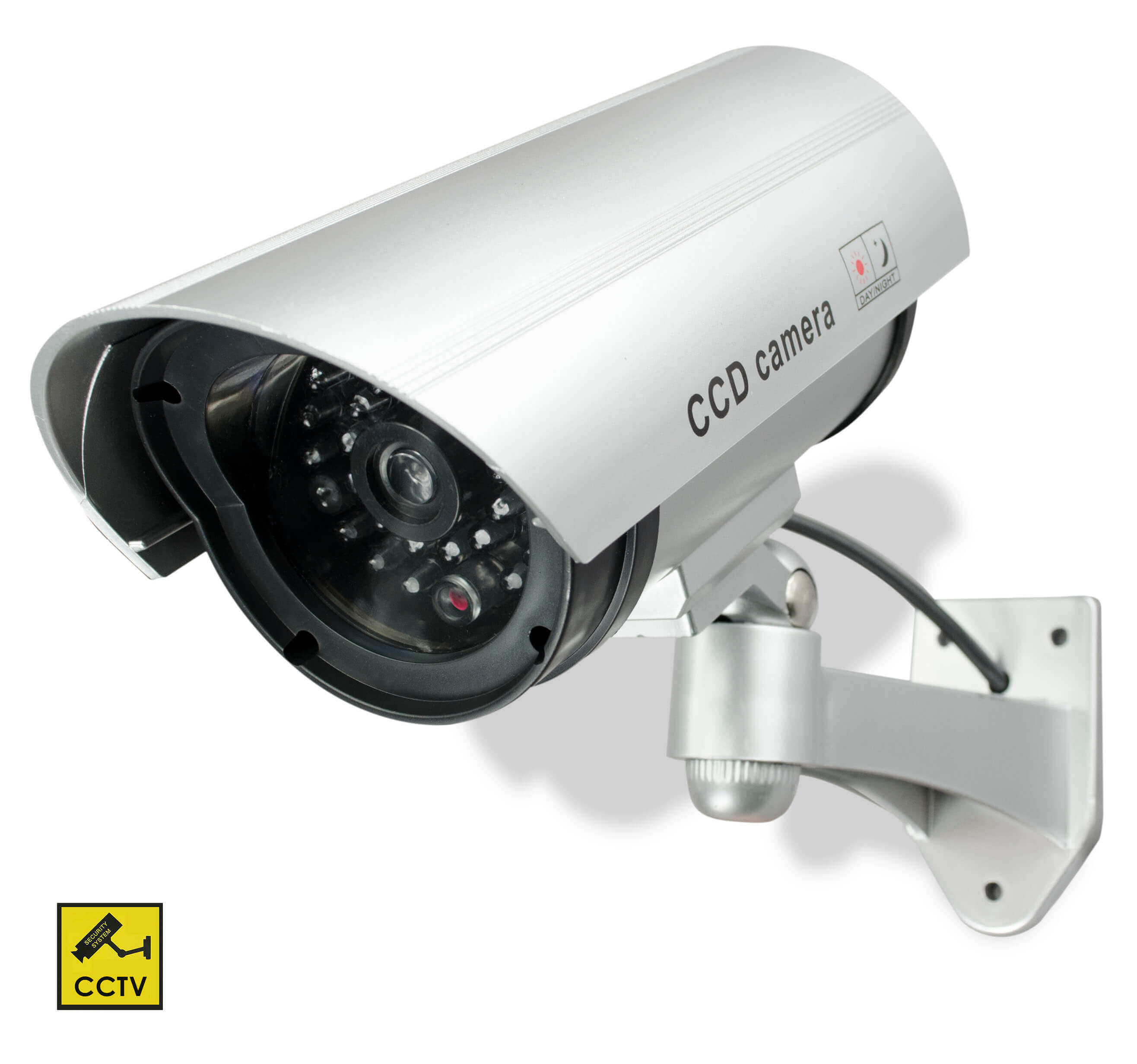 X4-LIFE Dummy Überwachungskamera, Kamera-Attrappe mit roter LED, inkl. Batterien, Aufkleber