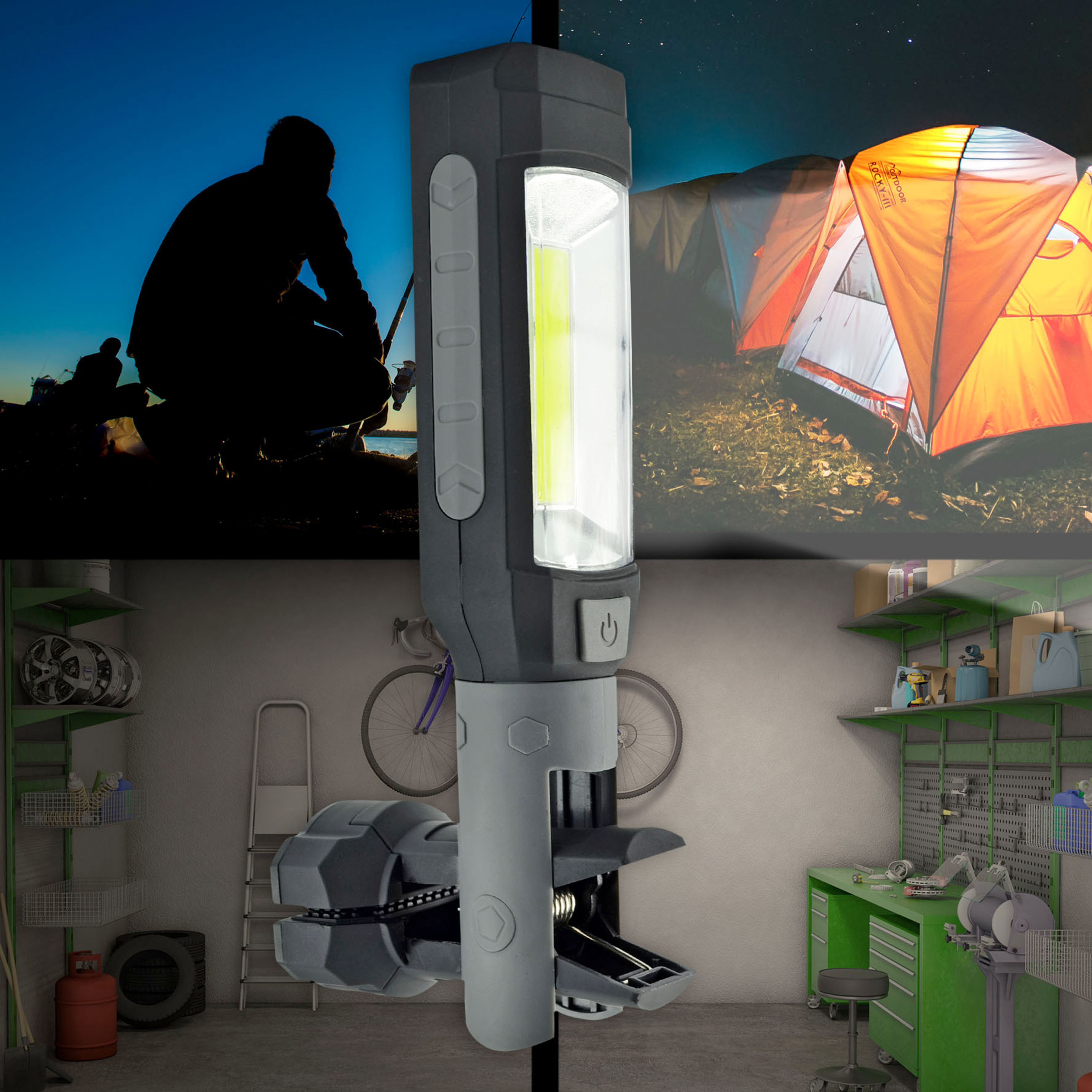 X4-LIFE LED Werkstattleuchte - COB Taschenlampe 1W Stablampe mit Klemme magnetisch