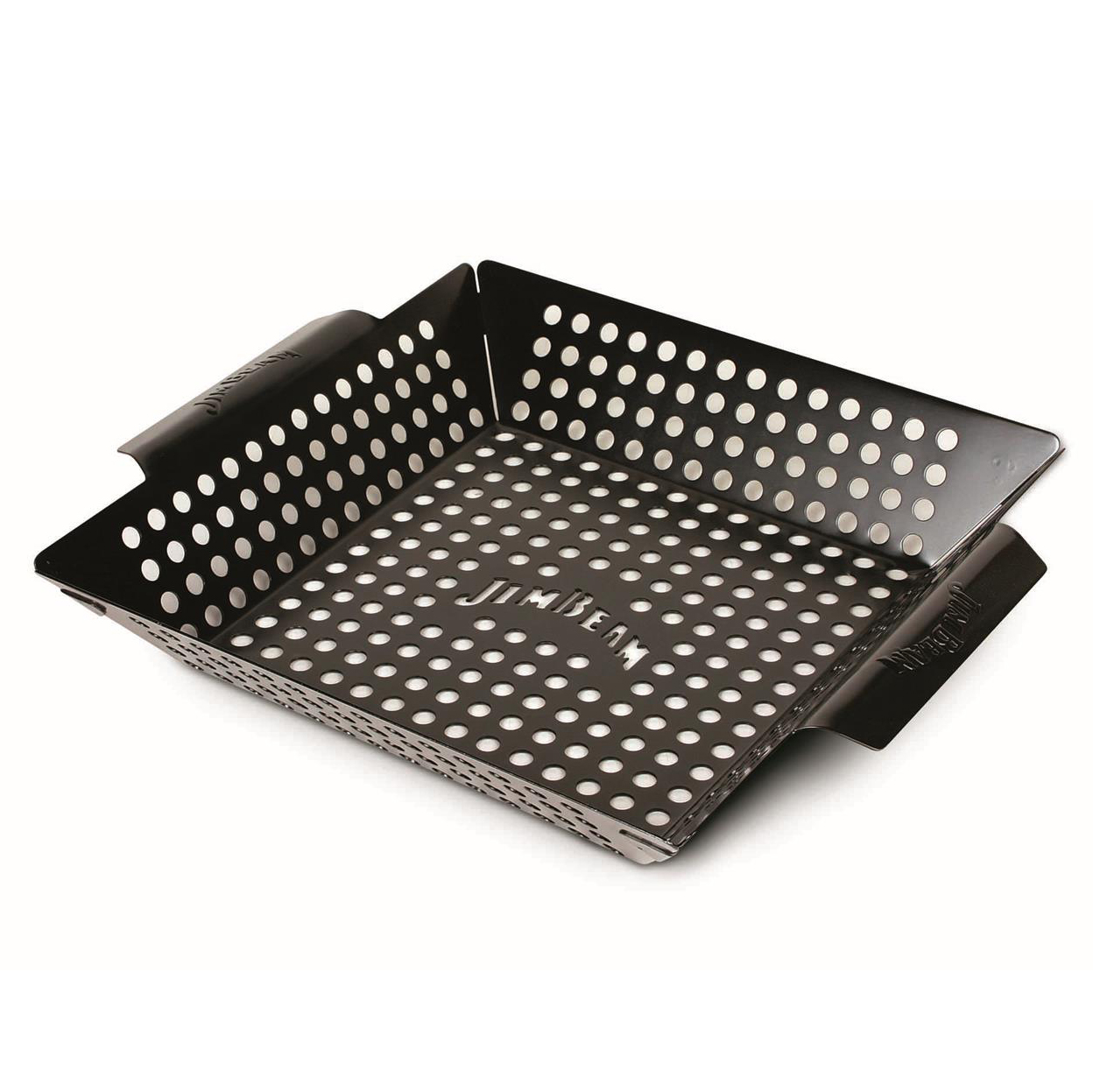 Jim Beam BBQ Grillwok - Grillkorb Grillpfanne Grillschale für Gemüse Edelstahl