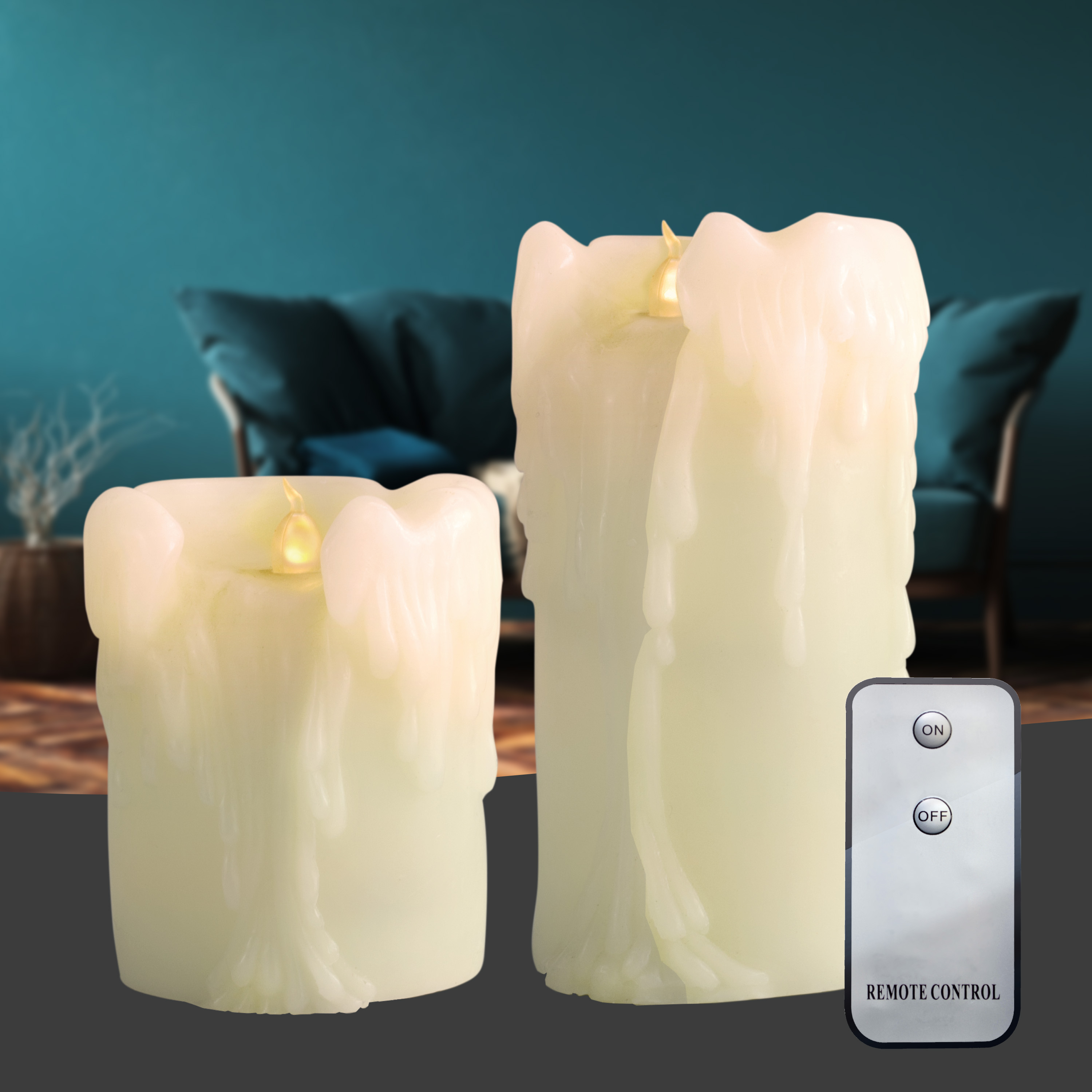 X4-LIFE LED Kerzen Wachstropfen, 2er-Set mit Fernbedienung, LED Echtwachskerzen, inkl. Batterie, 10cm/15cm