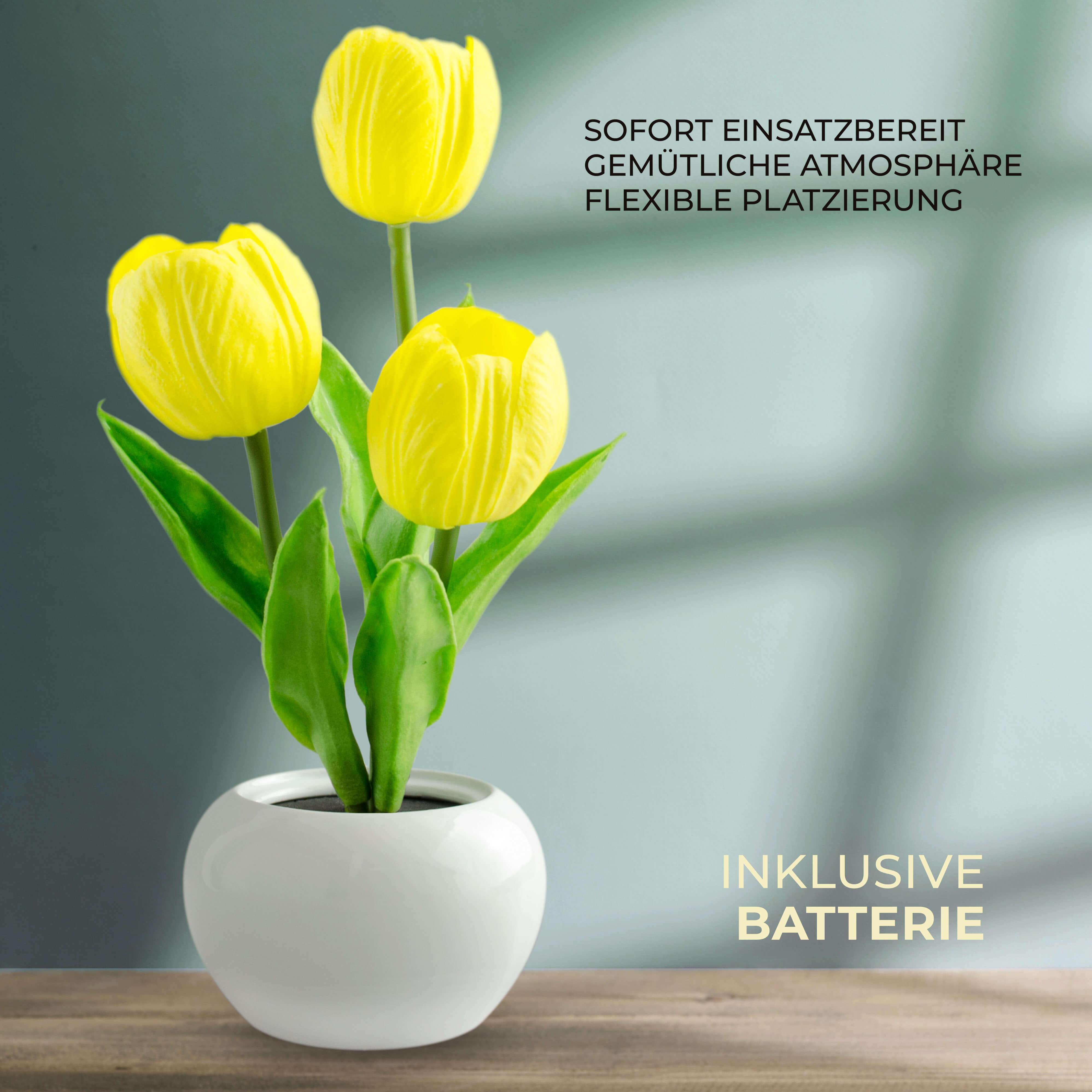 X4-LIFE LED Tulpen im Blumentopf, Deko Blumen inklusive Batterie - gelb