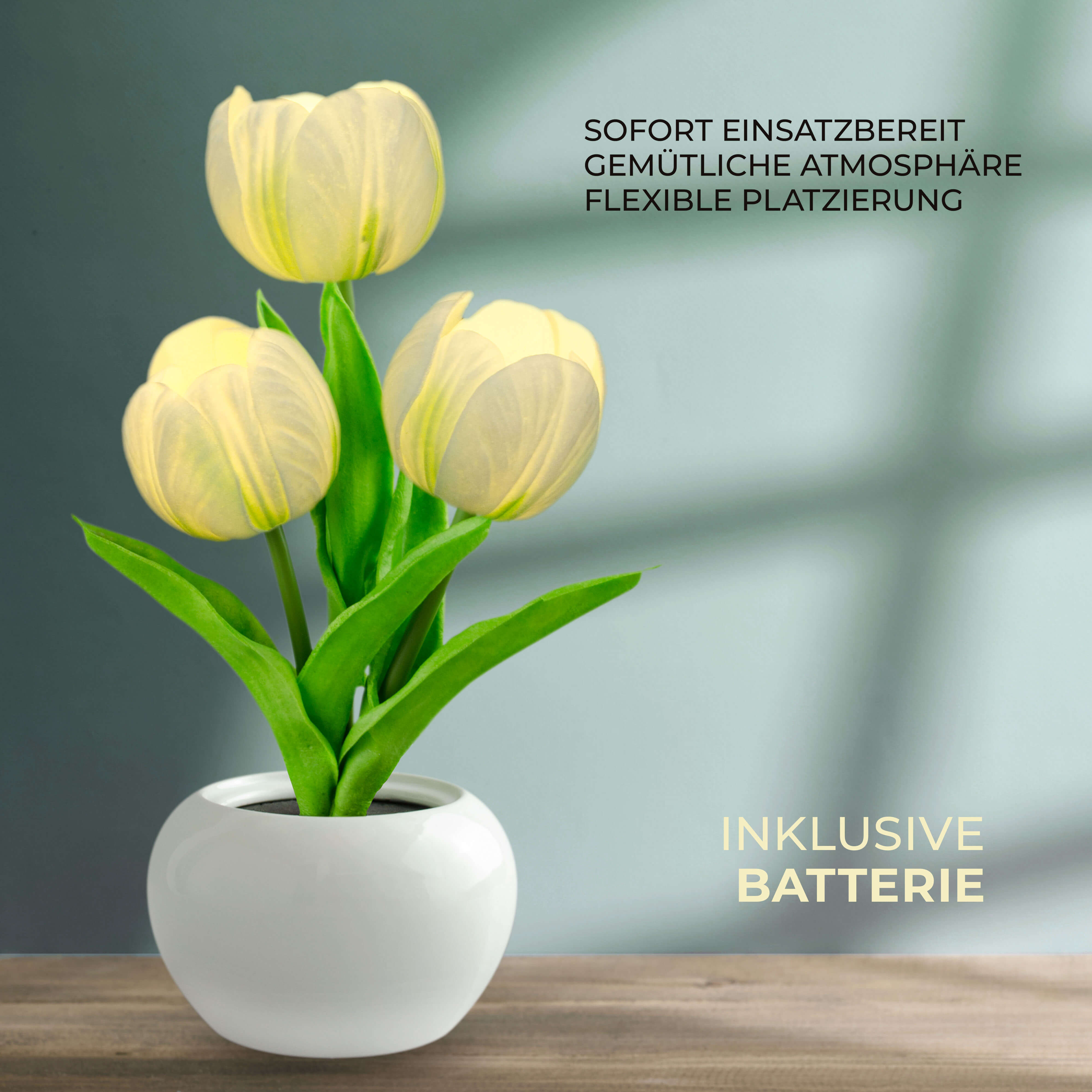 X4-LIFE LED Tulpen im Blumentopf, Deko Blumen inklusive Batterie - weiss