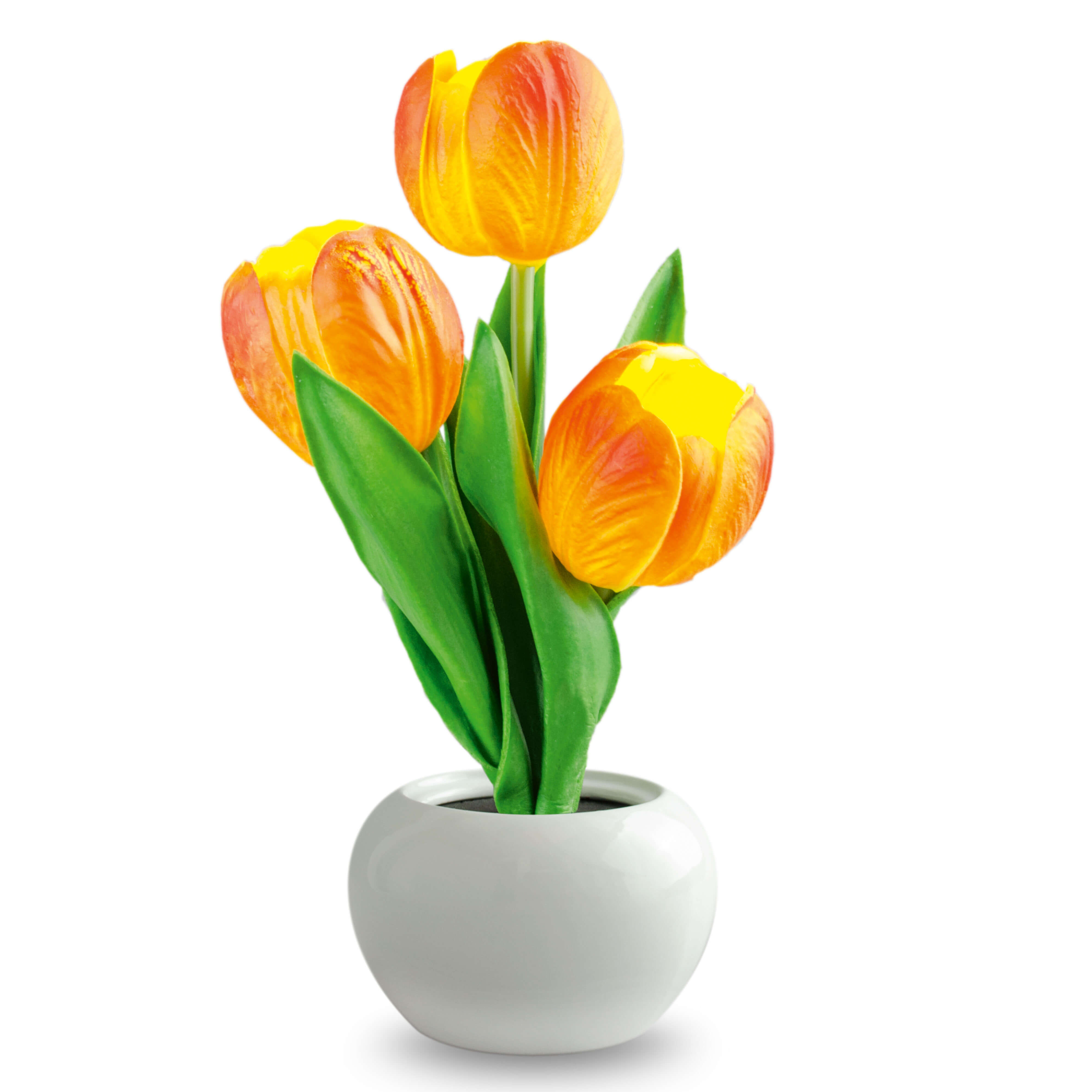 X4-LIFE LED Tulpen im Blumentopf, Deko Blumen inklusive Batterie - orange