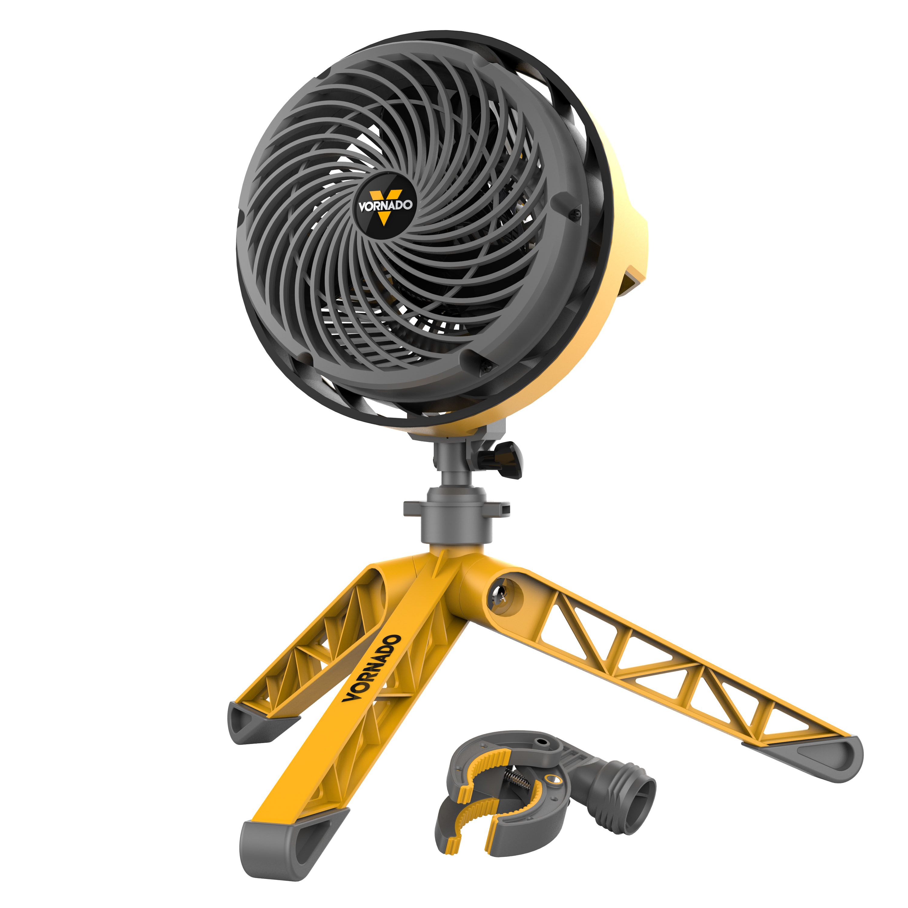 Vornado EXO5 Ventilator mit Standfuß & Klemme, kraftvoller staubdichter Motor, Wandmontage, ideal für Werkstatt & Loft