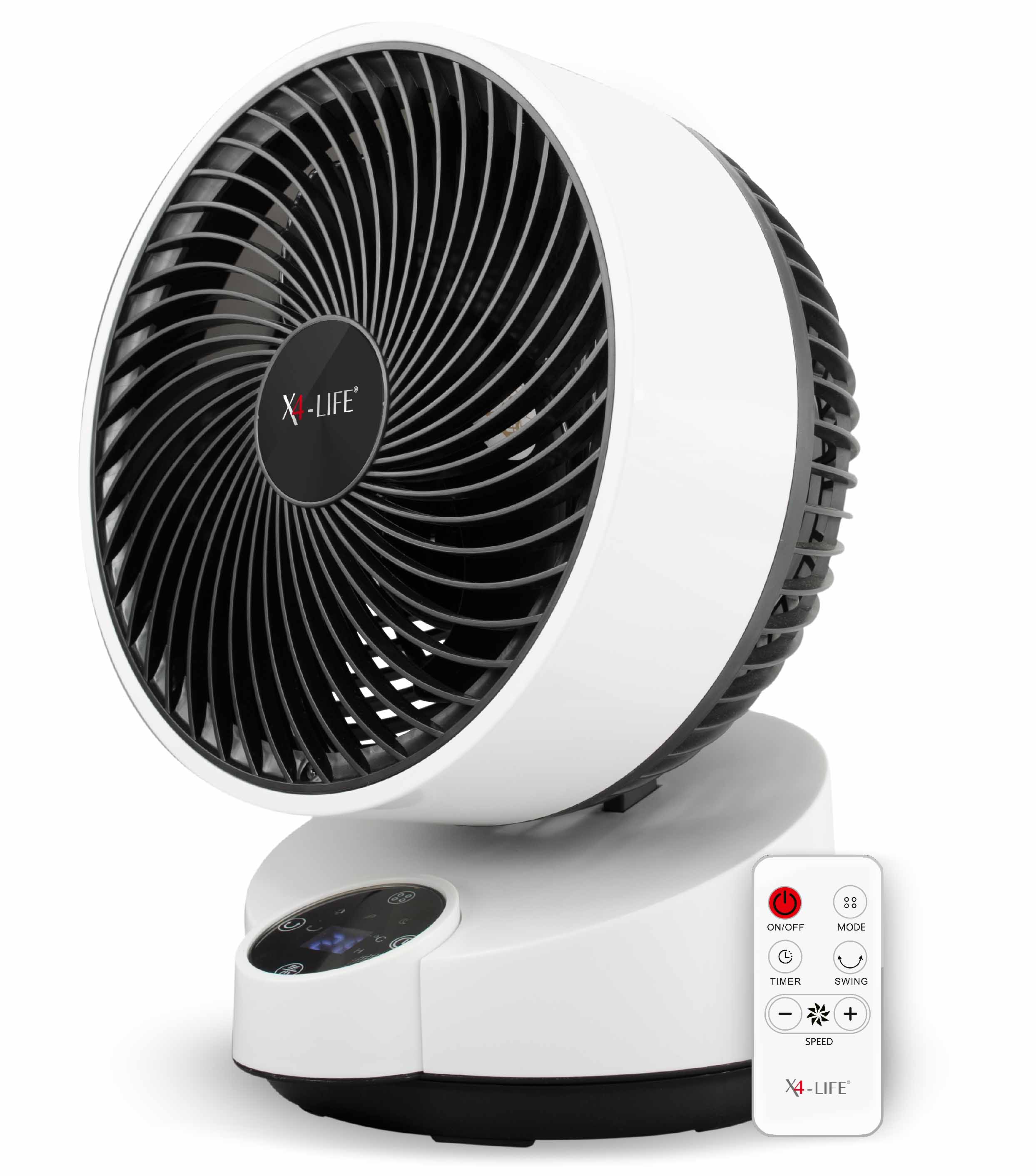 X4-LIFE Fan Pinguin Delux Tischventilator, 50 W, mit Fernbedienung, Timer und Touch-Display