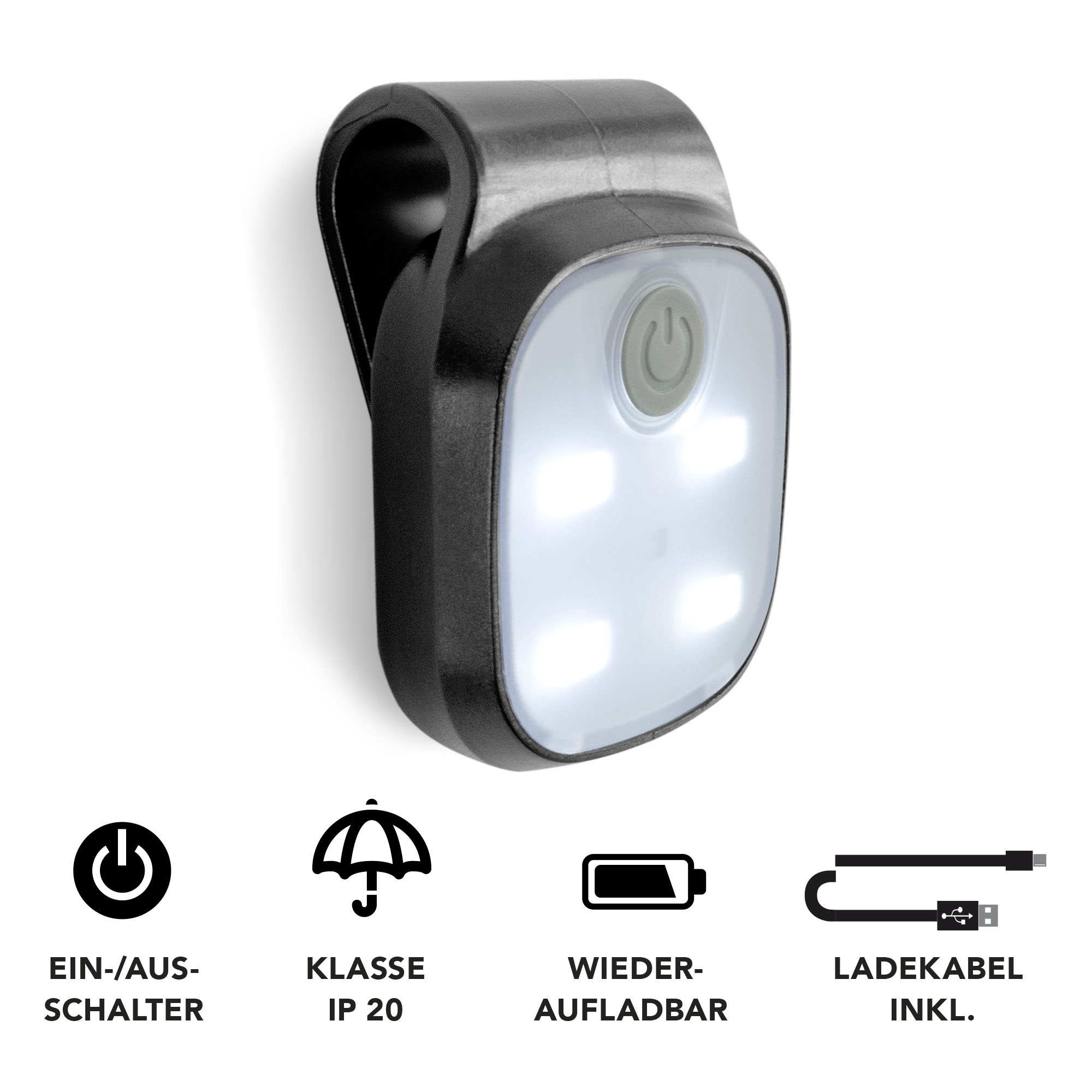 X4-LIFE LED Clip Leuchte | Mützenlicht | Stirnlampe LED Wiederaufladbar | Freihändig verwendbar | SOS Leuchte