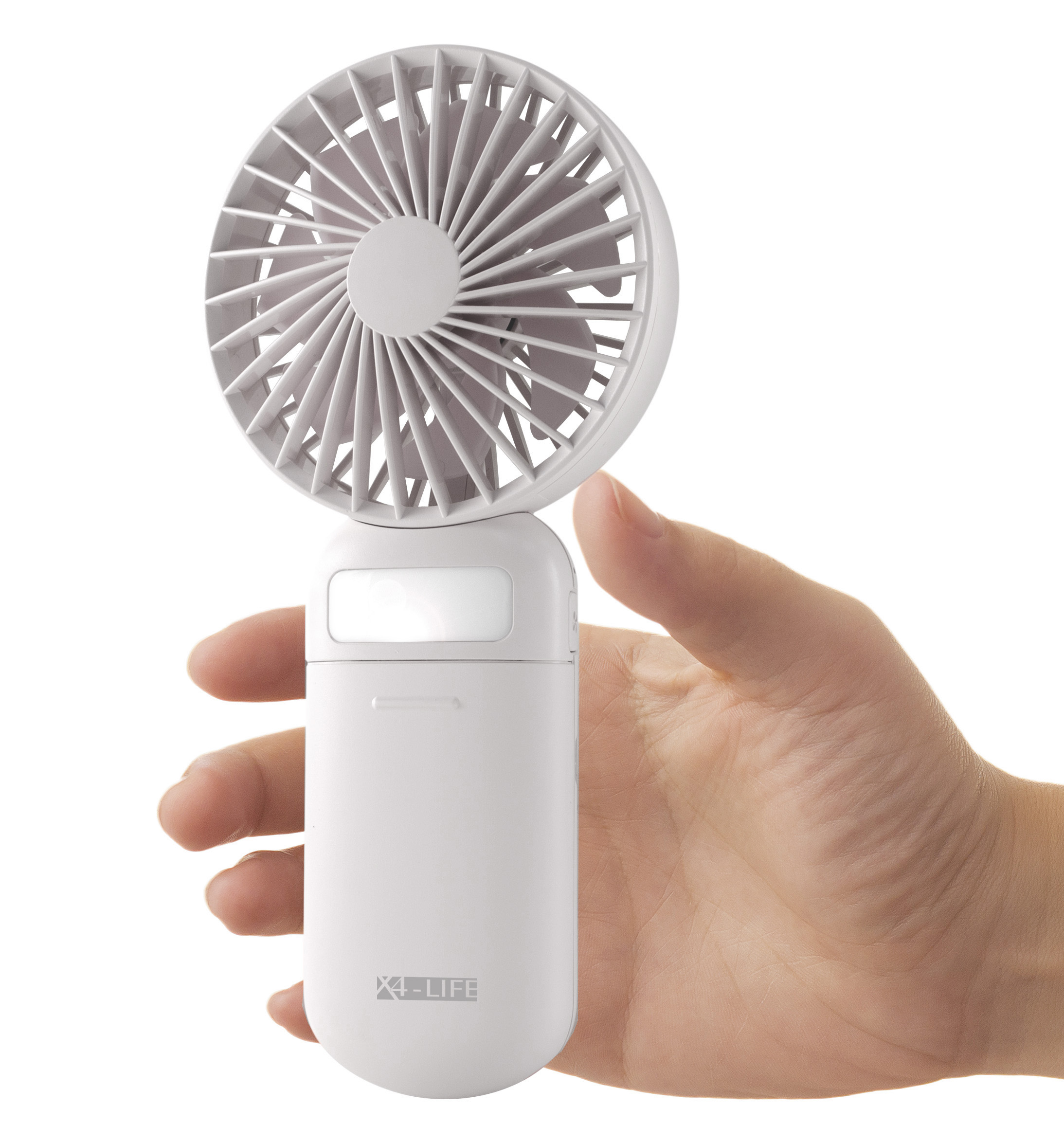 USB-Handventilator mit 8 Stunden Laufzeit, LED-Licht und Make-Up-Spiegel - der ideale Begleiter für heiße Tage!