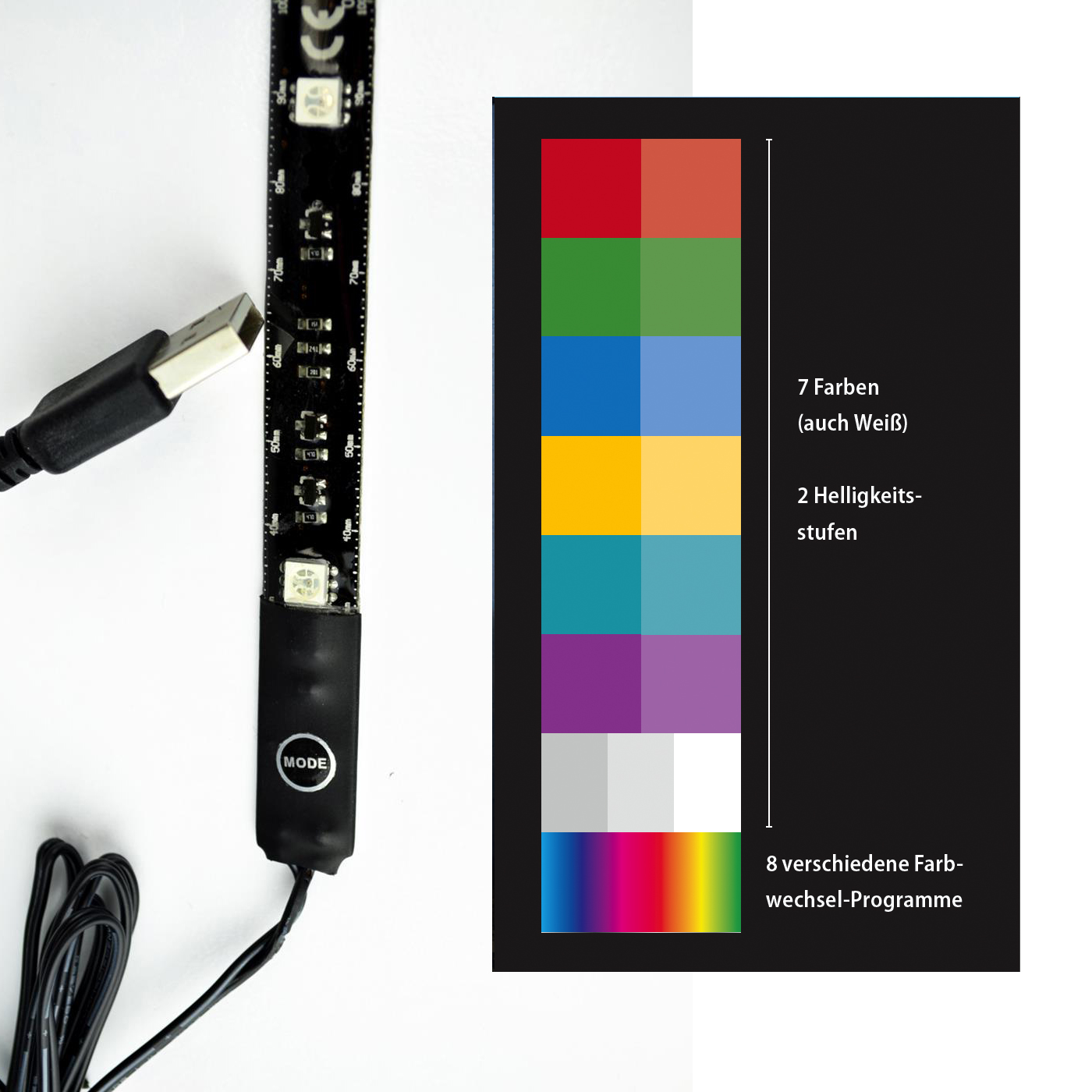 X4-LIFE LED Strip RGB 1.5W 80cm Lichtstreifen - Lichtleiste Lichtband LED Strip