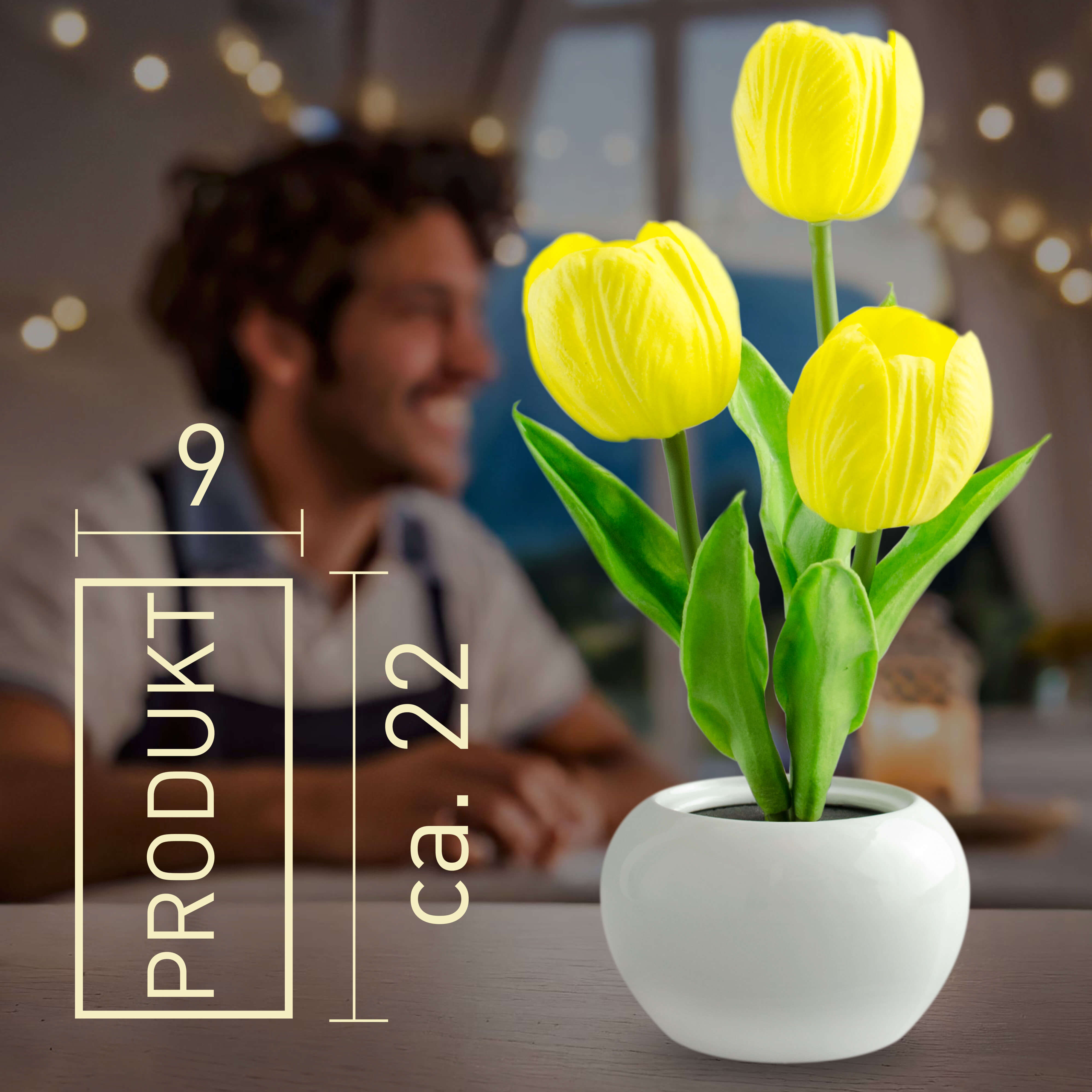 X4-LIFE LED Tulpen im Blumentopf, Deko Blumen inklusive Batterie - gelb