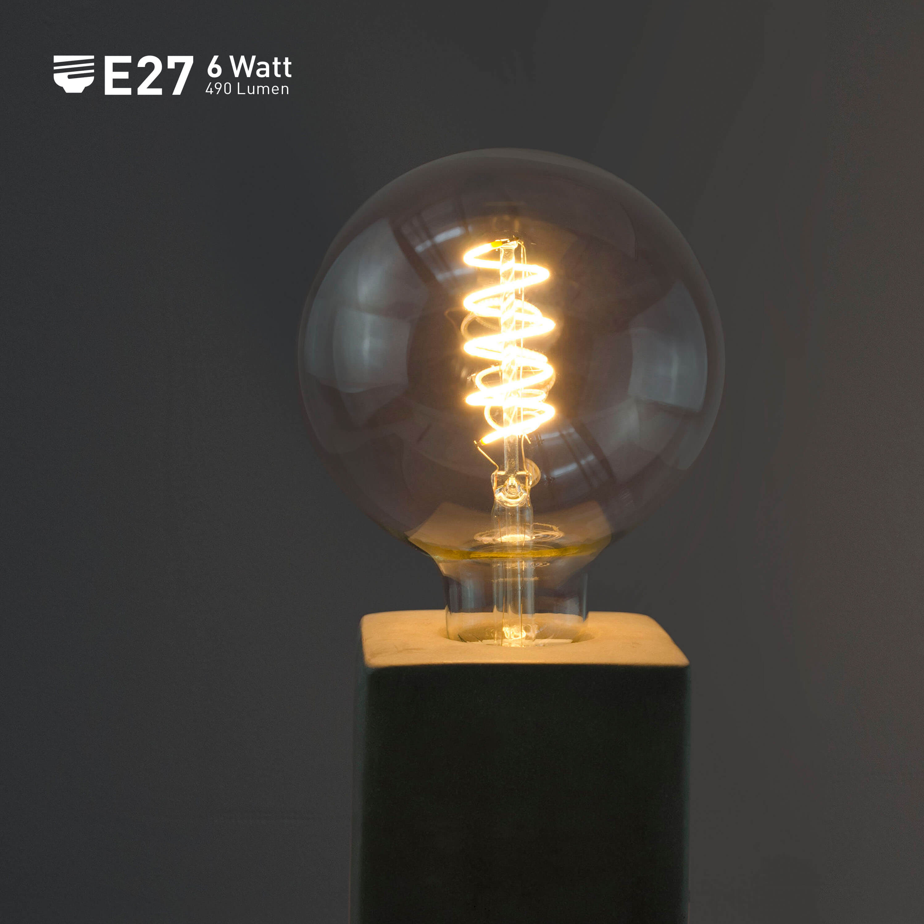 E27 LED Vintage Glühbirne Filament Spirale G125mm 6 Watt 230V