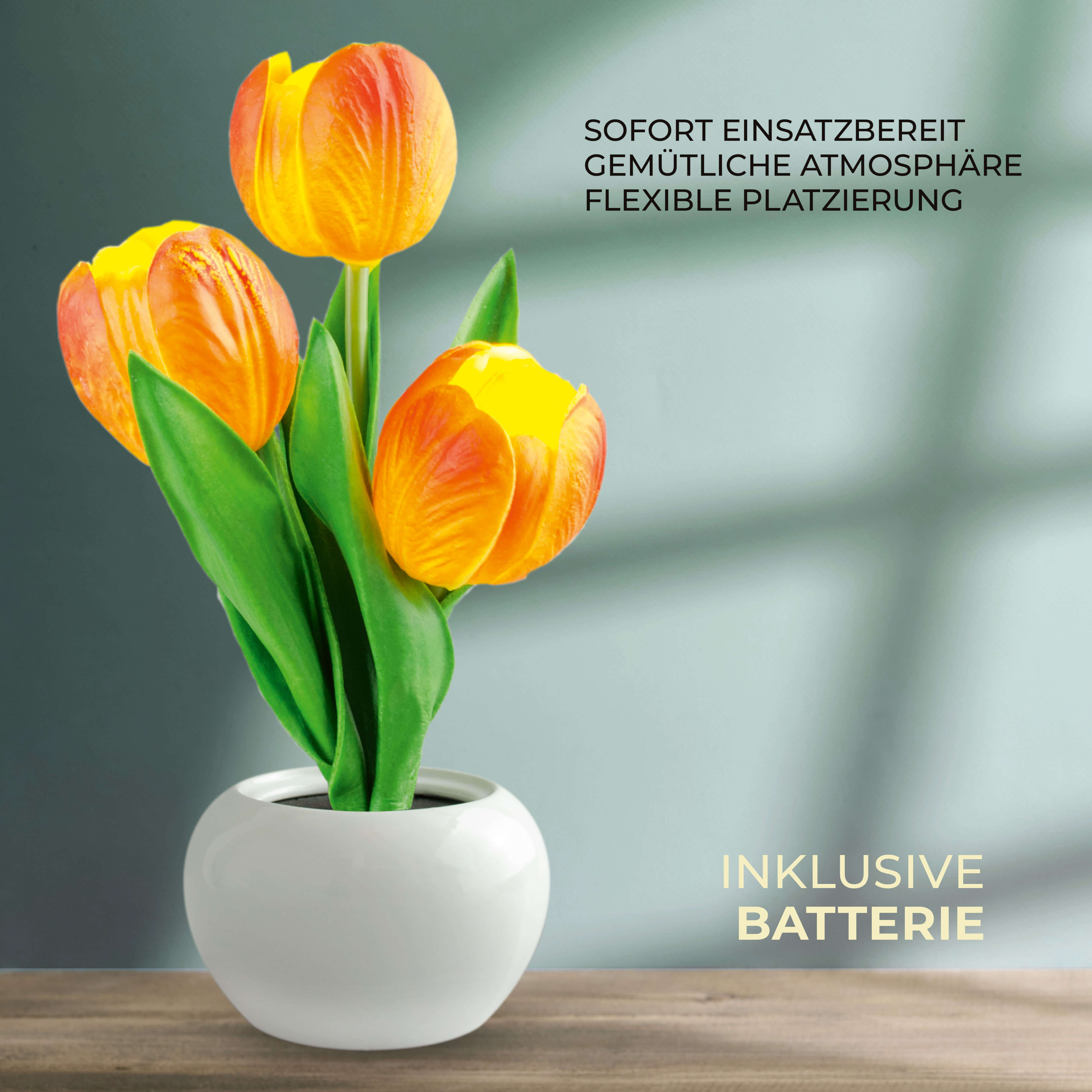 X4-LIFE LED Tulpen im Blumentopf, Deko Blumen inklusive Batterie - orange