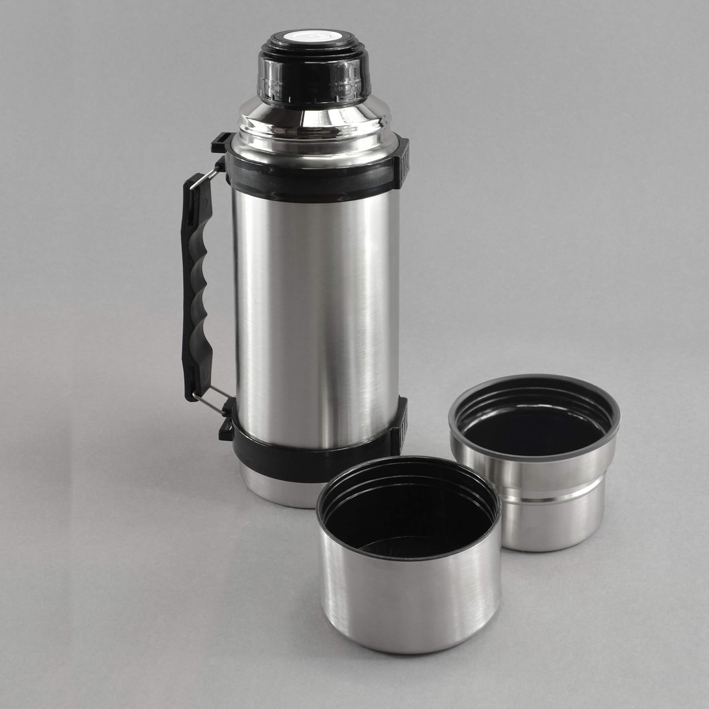 X4-LIFE Doppelwandige Edelstahl-Isolierflasche mit 2 Trinkbechern