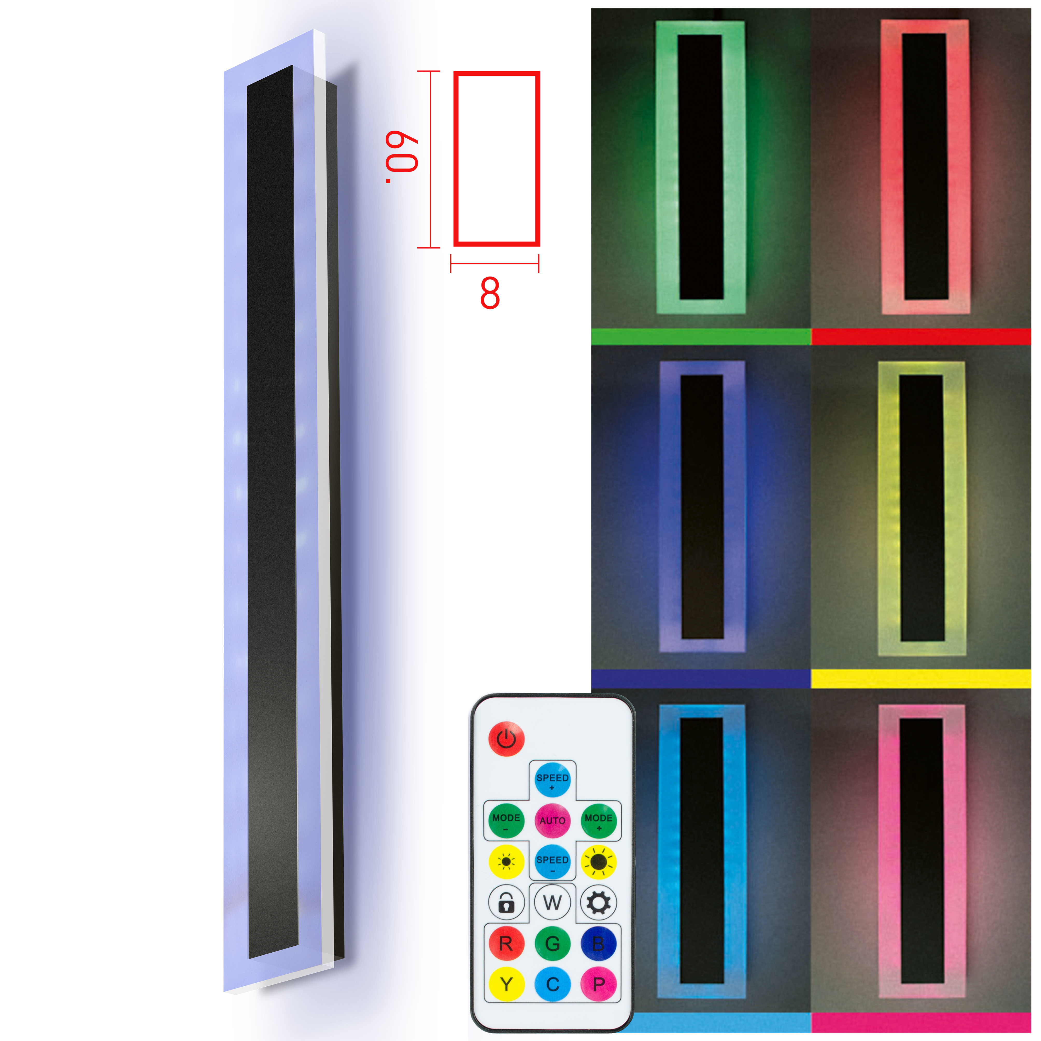 X4-LIFE LED Panel Wandleuchte 60cm 20W RGB Kaltweiß für Innen und Außen IP65 Fernbedienung