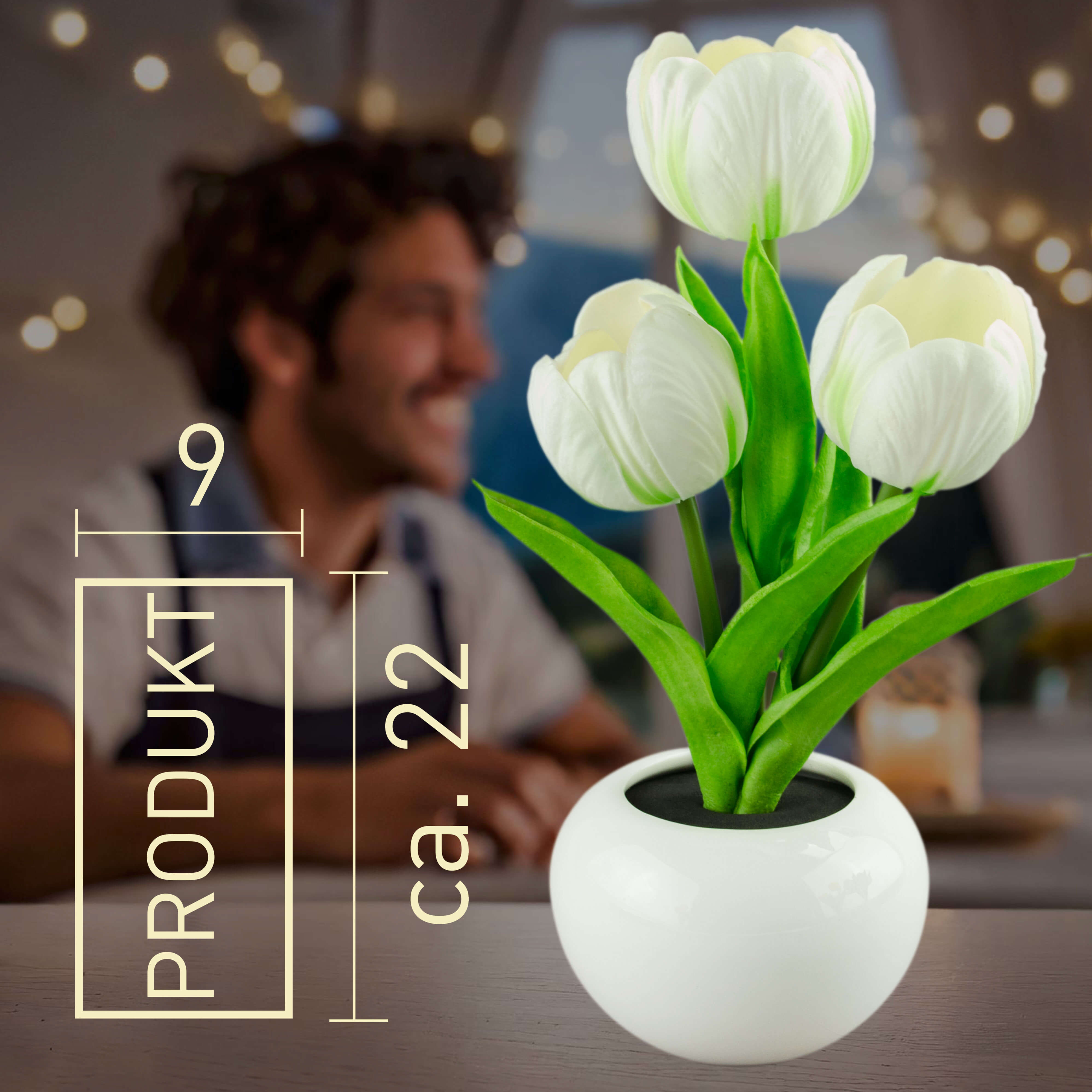 X4-LIFE LED Tulpen im Blumentopf, Deko Blumen inklusive Batterie - weiss