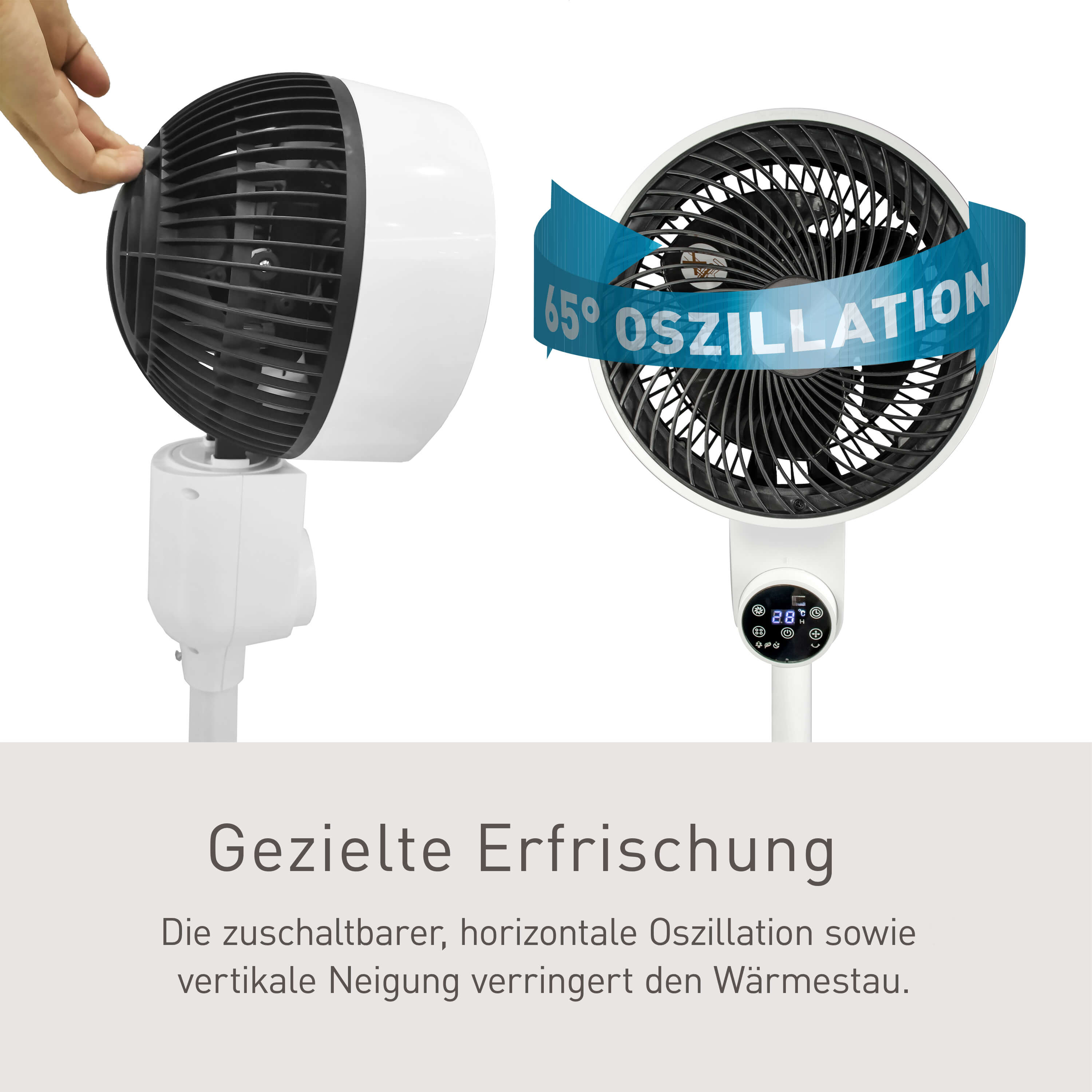 Floor Fan Pinguin DX, Floor Fan with Touch Control, Timer, and Remote Control, Oscillation, Quiet and Energy-Efficient