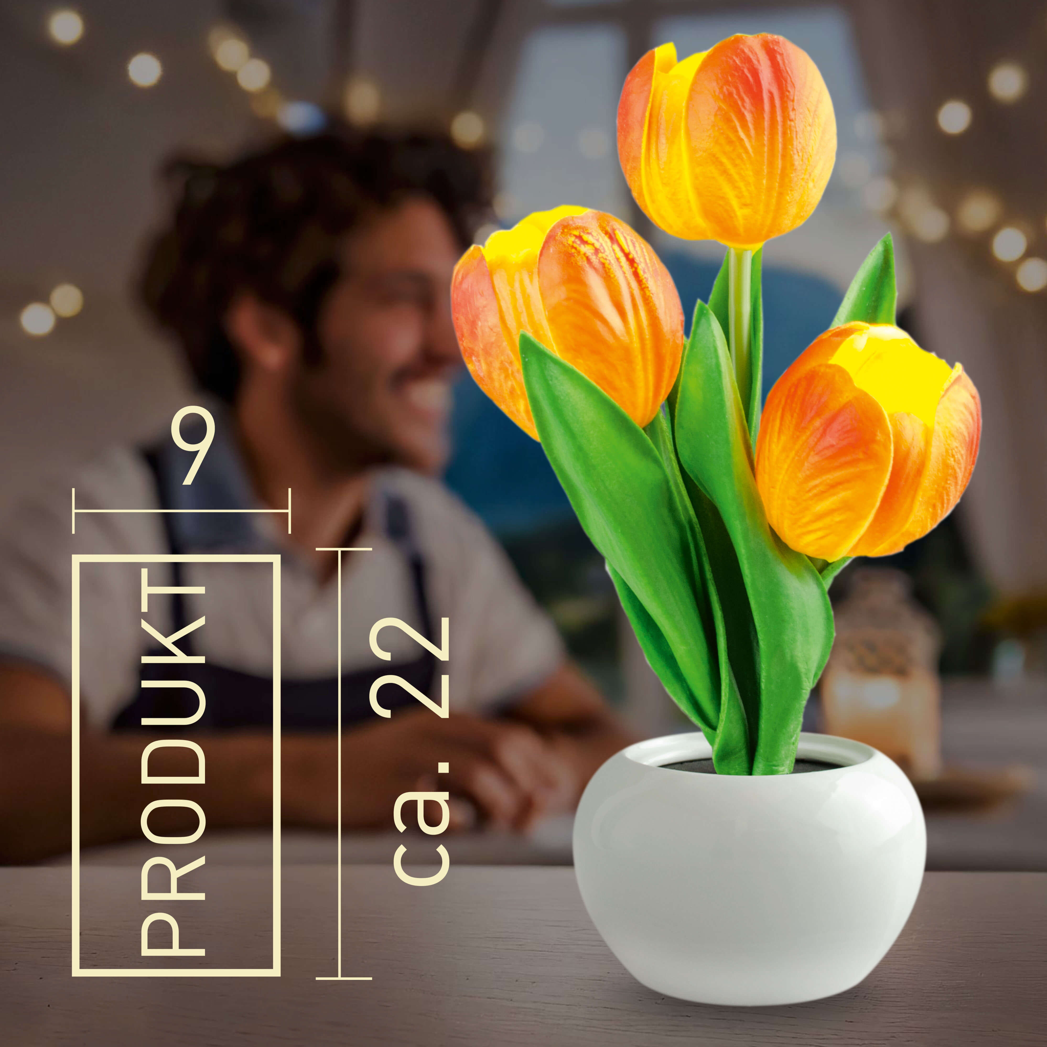 X4-LIFE LED Tulpen im Blumentopf, Deko Blumen inklusive Batterie - orange