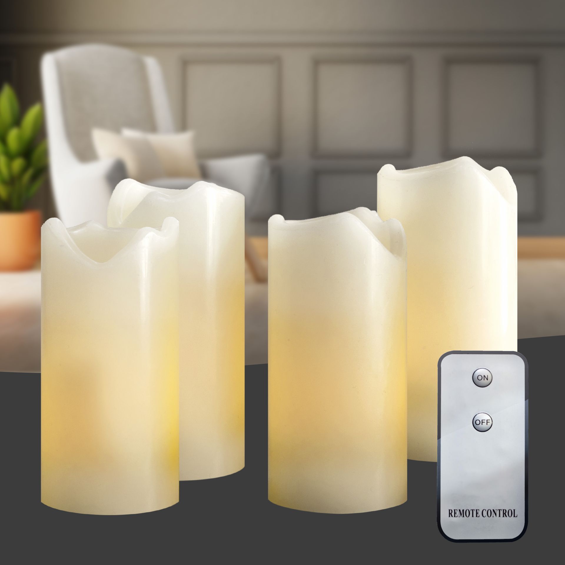 LED Kerze Mit Lichterkette Timer Beweglicher Flamme Flammenlose Echtwachskerze E